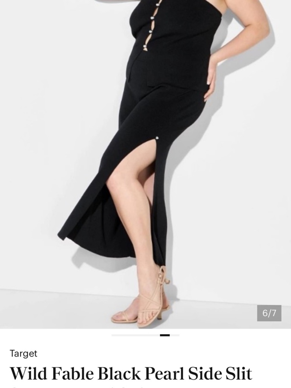 wild fable Black Sweater Maxi Side-Slit Maxi Skirt with Pearl Accent - Picture 1 of 4